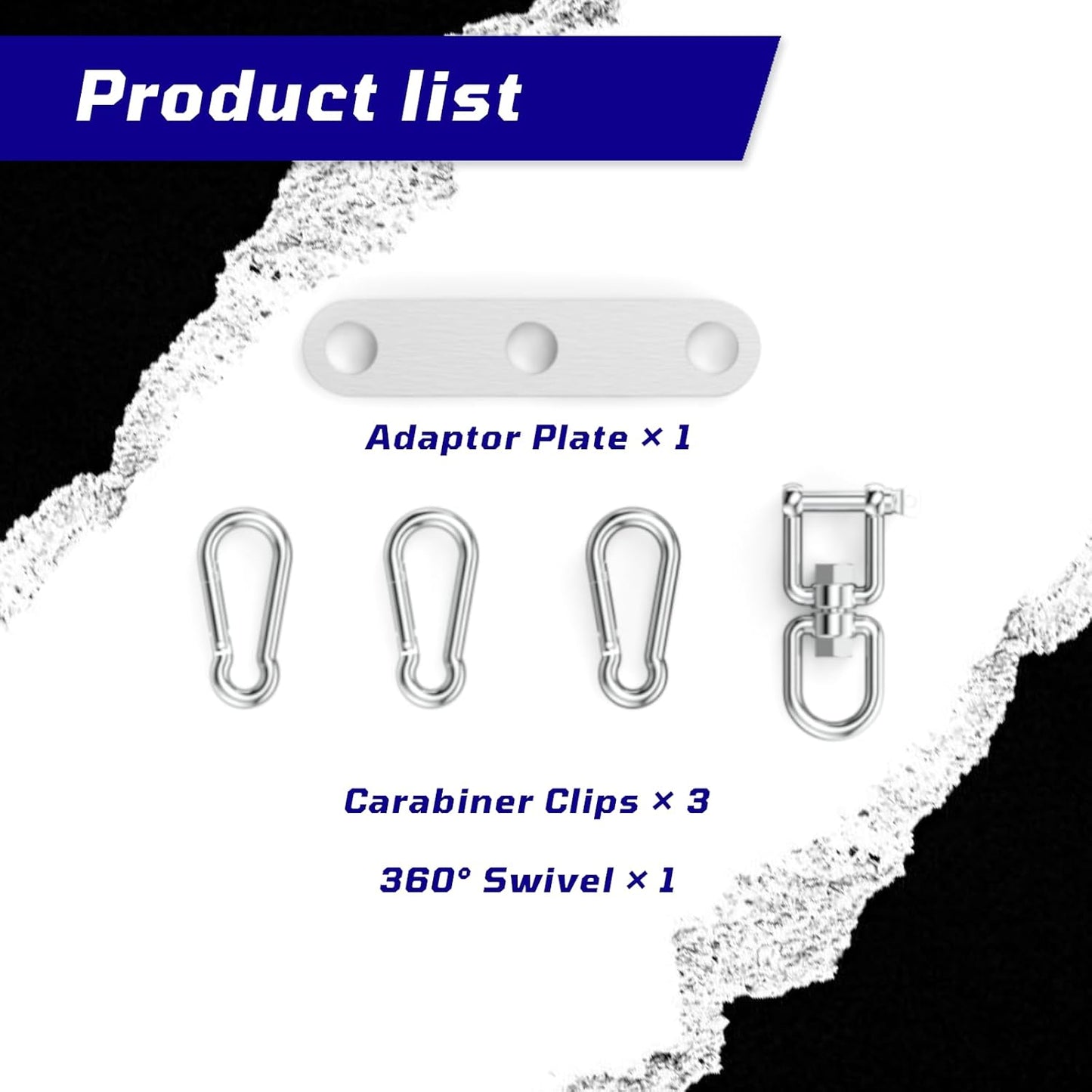 Double to Single Adaptor Plate for Cable Pulley Machines Durable Solid Stainless Steel with 3 Carabiners Suitable for Dual Cable Machines LAT Pulldown, Shoulder & Biceps Exercises