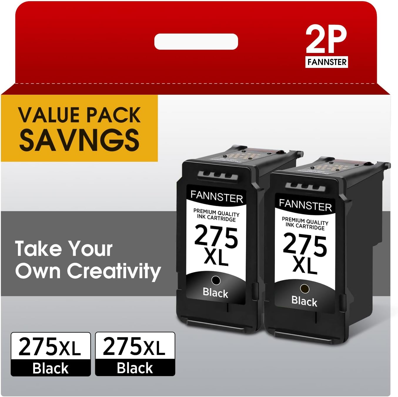 275XL Black Remanufactured Ink Cartridge Replacement for Canon 275 PG275 PG-275 XL PG-275XL PGI275 XL Black BK 2-Pack Replacement for Canon PIXMA TS3500 TS3522 TR4720 TR4700 TR4722 TS3720 Printer