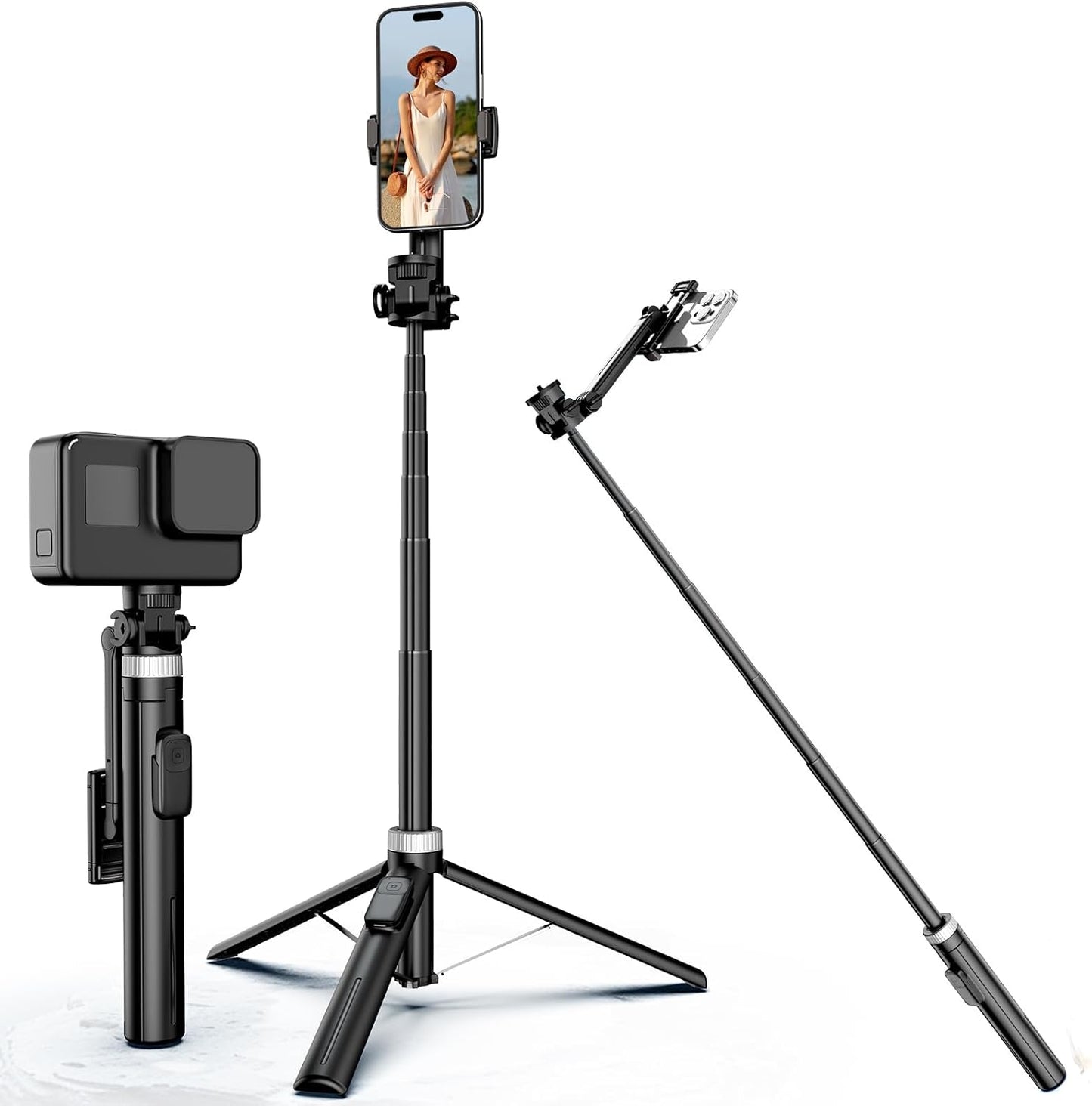 Tripod for iPhone, Selfie Stick for iPhone with Remote, Phone Tripod for Recording, Compatible with All Cell Phone and Camera, X60 (72")