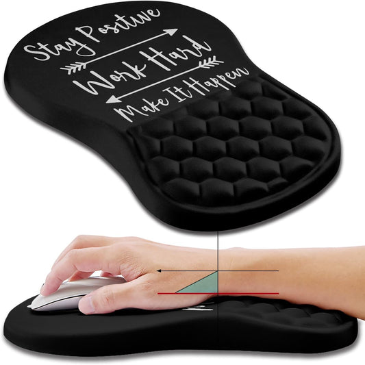 Hokafenle Ergonomic Mouse Pad Wrist Support, Wrist Rest Mousepad for Carpal tunnel Pain Relief with Integrated Memory Foam Slope Massage Bulge (11.8x7.9 inch,Inspirational Quote