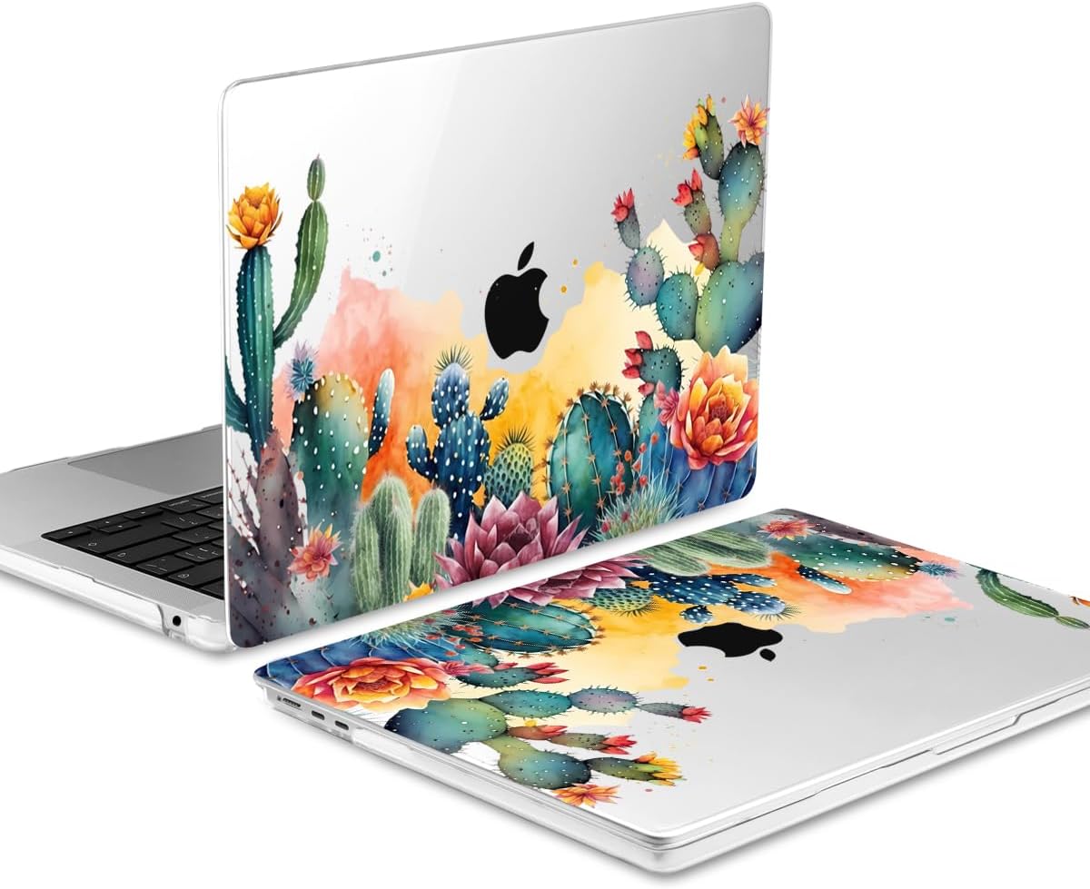 MEEgoodo Case for MacBook Air M4/M3/M2 13.6 inch 2025 2024 2022, Fit Model A3240 A3113 A2681, Compatible with MacBook Air 13 inch, Laptop Hard Shell Case with Keyboard Cover, Tropical Cactus