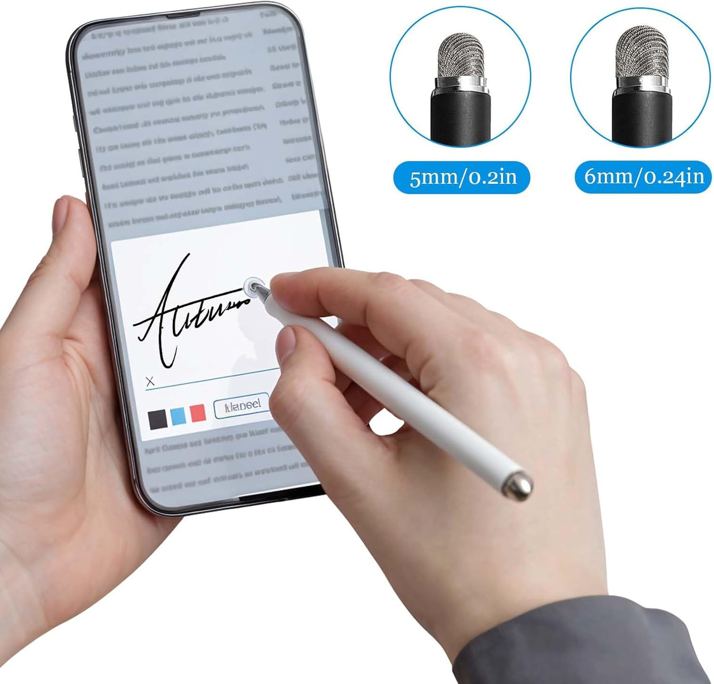 Lusofie 24Pcs Replaceable Mesh Fiber Tips 2 Sizes Stylus Tips, Stylus Replacement Tips for Stylus Pen,(5mm / 0.2 Inch, 6mm / 0.24 Inch)