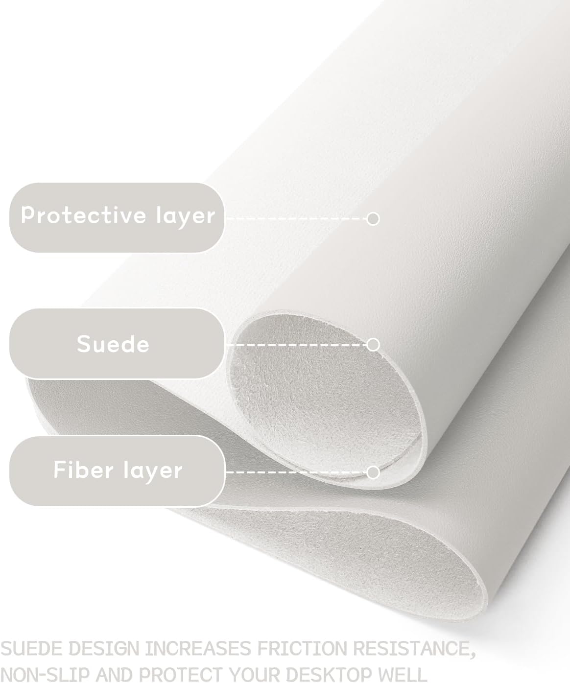 YSAGi Non-Slip Leather Desk Pad, Waterproof Laptop Computer Desk Keyboard Mat, Table Protector Blotter Mat, Large Mouse Pad for Office/Work/Home/Decor(Apricot Gray, 23.6" x 13.7")