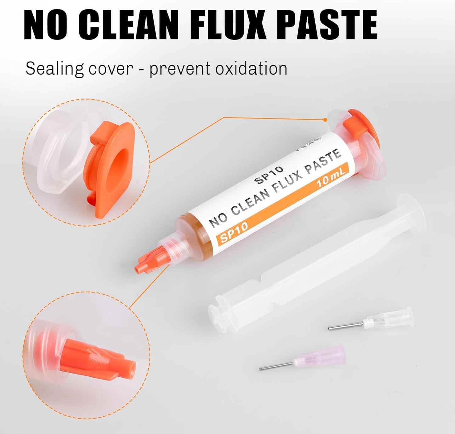 TOWOT No-Clean Solder Paste,Soldering Flux for Electronics, 10 ml, Pneumatic Dispenser with Plunger & Dispensing Tip