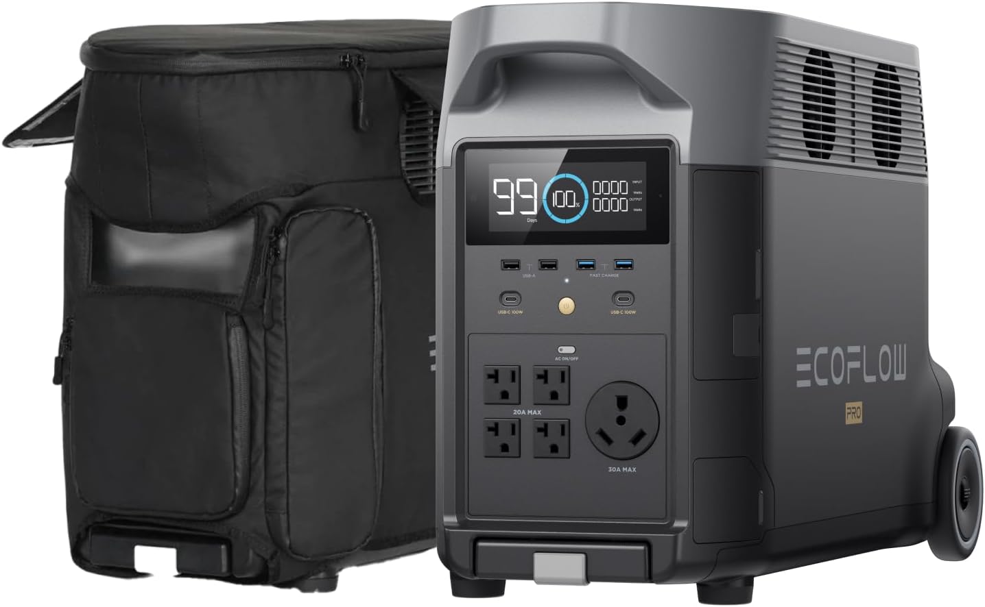 EF ECOFLOW Portable Power Station 3600Wh DELTA Pro, 2.7H to Full Charge, 5 AC Outlets, 3600W, 120V Lifepo4 Power Station with Expandable Capacity, Solar Generator for Home Use, Blackout, RV