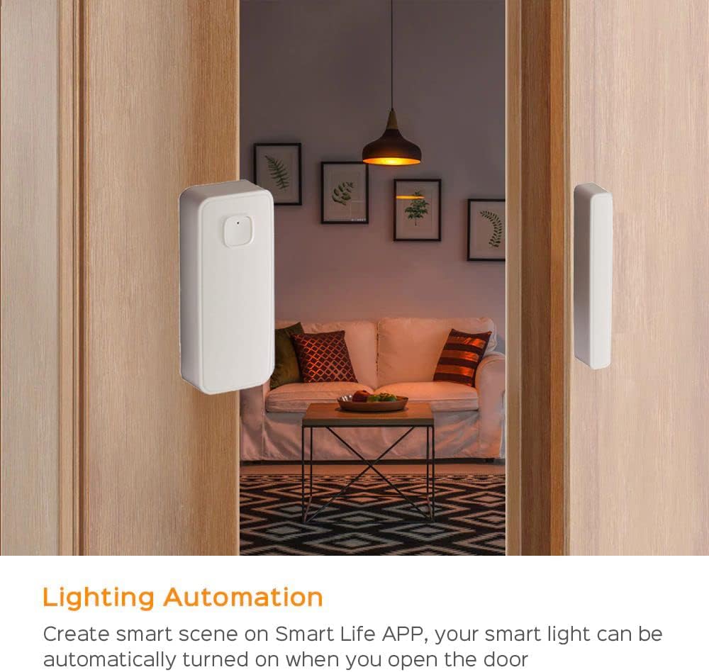 EVERSECU Tuya Smart WiFi Door Sensor Open / Close Detector App Notification Battery Operated, Compatible with Amazon Alexa, Google Assistant, No Need Hub