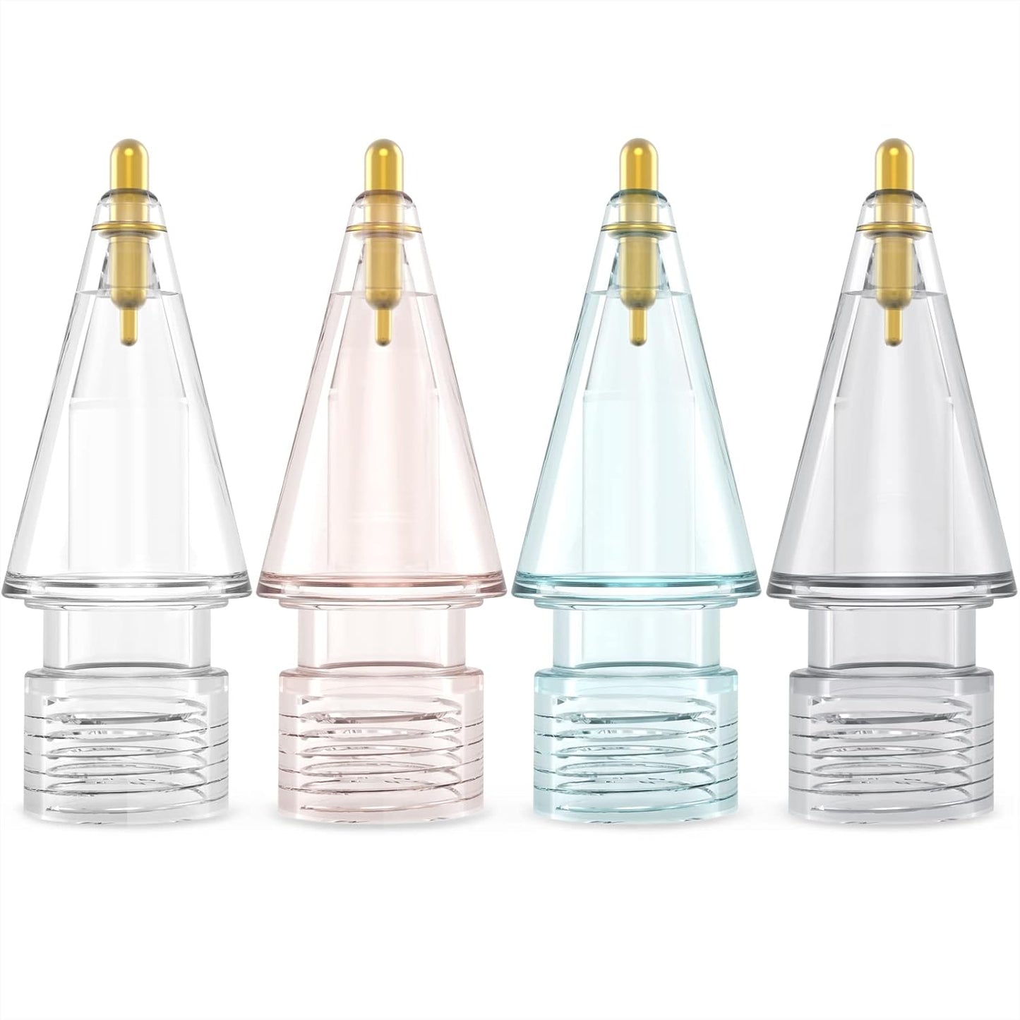 NIUTRENDZ 4 Pack Replacement Tips for Apple Pencil 2nd Generation and 1st Generation Fine Point Metal Tip, Wear-Resistant & Precise Control (1.95mm, Clear + Pink + Blue + Grey)