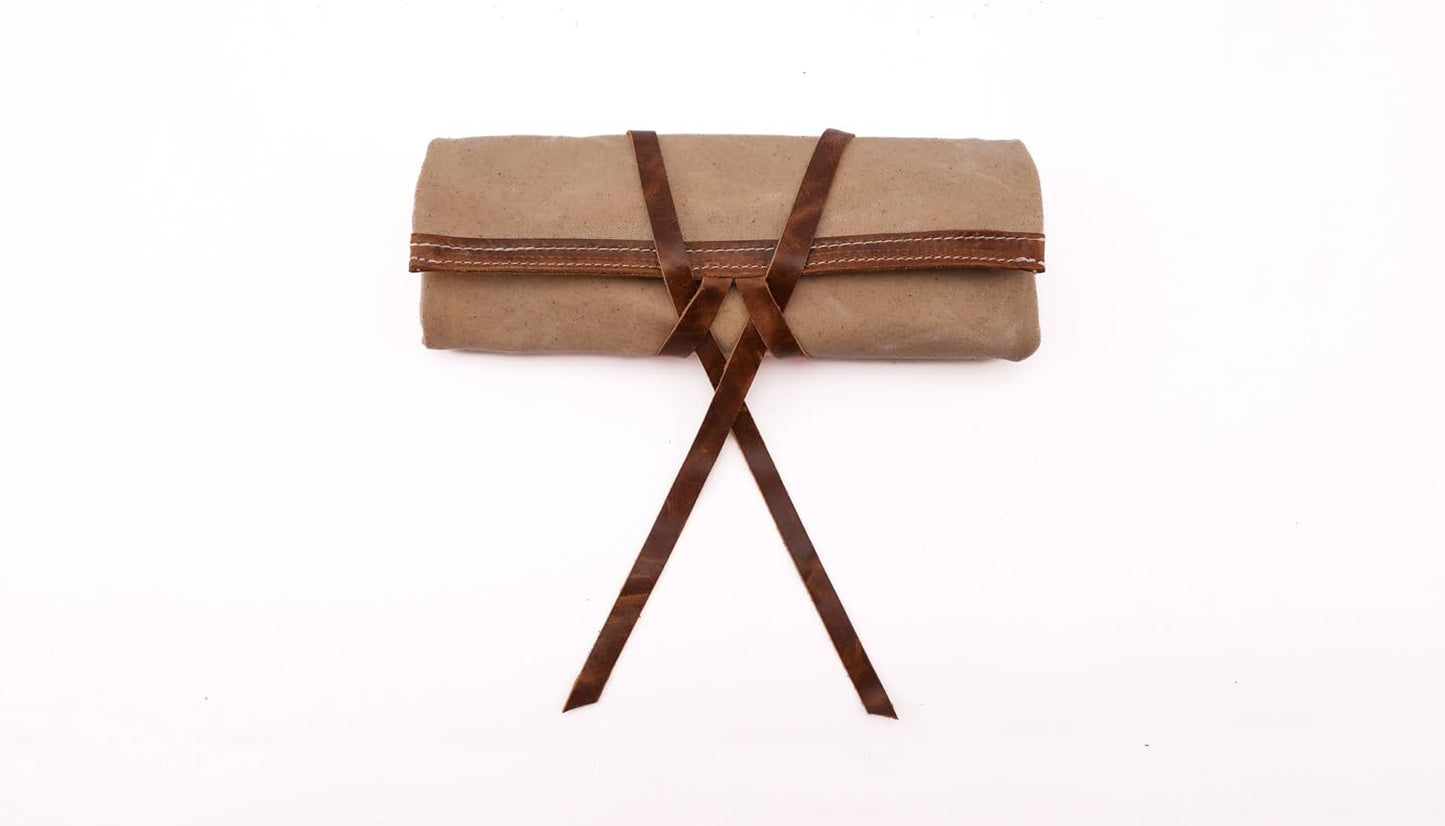 Tech Roll Organizer, Travel Tech Organizer, Cord Organizer, Jewelry Case (Natural - Brandy)