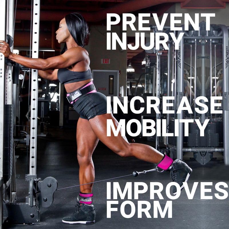 Schiek Sports 1707 Ankle Cuffs - Ideal for Glute Kickbacks and Cable Machine Workouts - Durable and Built To Last