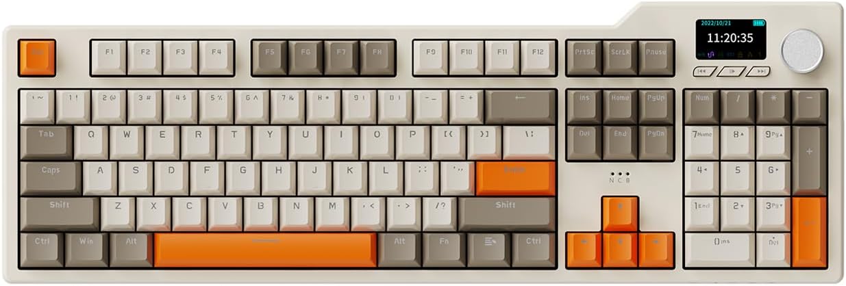 DAIDAI×AJAZZ AK35I V3 Full Size Hot Swap Mechanical Gaming Keyboard with Screen & Knob 2.4G/BT/USB-C Gasket Keyboard FR4 Plate 8000mAh Battery South Facing LED RGB (Avocado Axis)