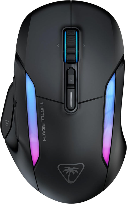 Turtle Beach Kone II Air – Wireless Ergonomic RGB Gaming Mouse, 350-Hr Battery, 26K DPI Optical Sensor, 100M Click Optical Switches, 21 Customizable Inputs, 4D Free-Spin Scroll Wheel – Ash Black
