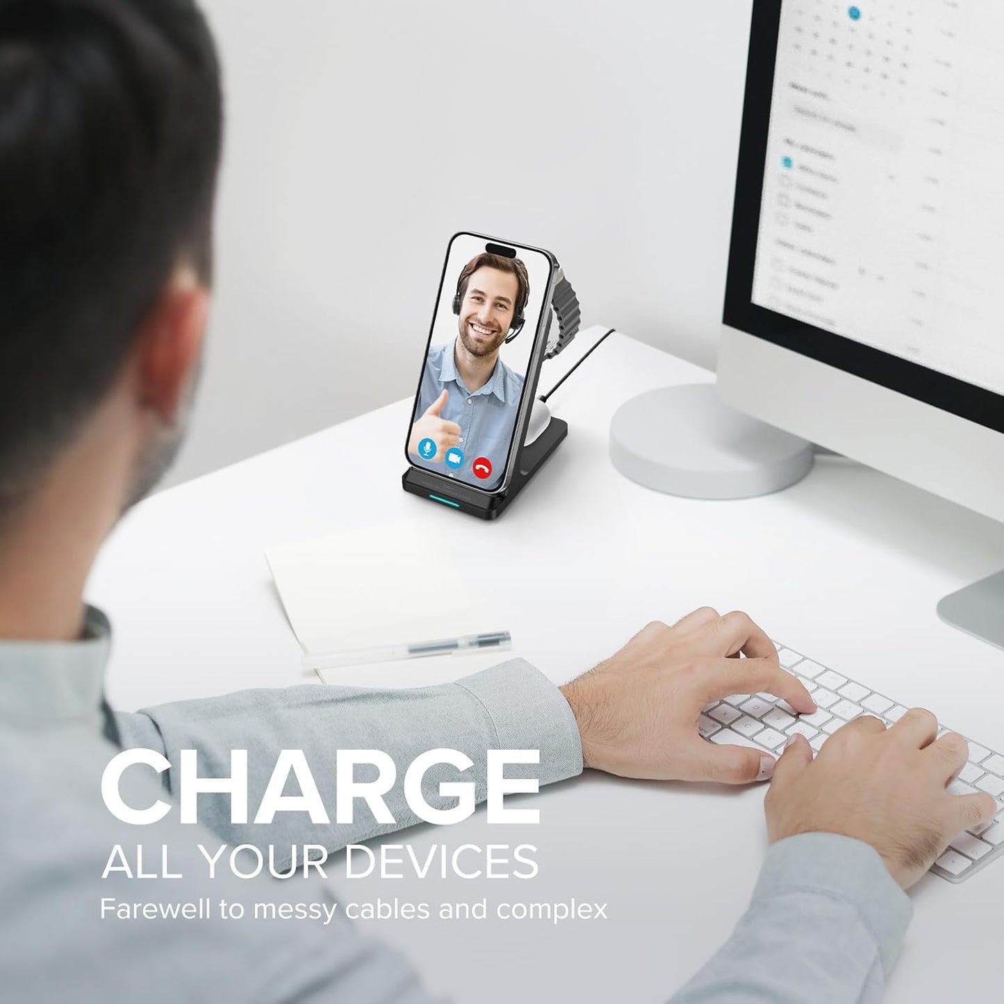 Wireless Charging Station, 3 in 1 Fast Wireless Charger Stand for Multiple Devices Apple Watch Ultra Series 10 9 8 7 6 SE 5 4 3 2, iPhone 16 15 14 13 12 11 Pro Max/Plus/Mini/X/XS/XR, Airpods Pro