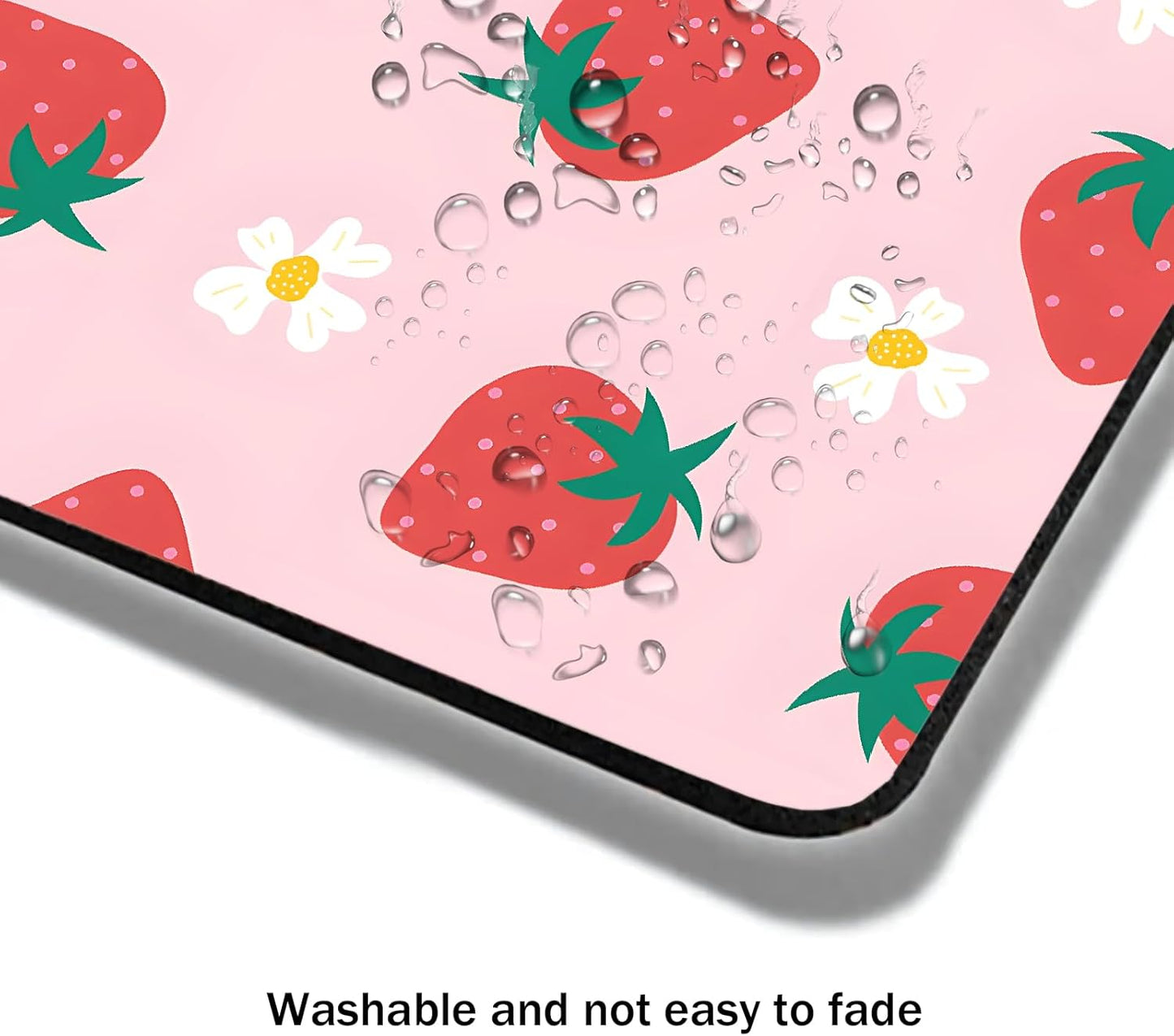 Mouse Pad, Cute Daisy Pink Strawberry Mouse Pads for Desk, 9.5" x 7.9" Non-Slip Rubber Base Computer Mousepad with Women, Portable Square Design for Wireless Mouse and Pad Laptop Office & Travel