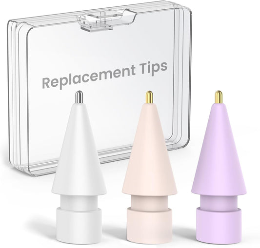 Delidigi 3 Pack Replacement Tips Compatible with Apple Pencil Pro/2nd Generation/1st Gen/USB C, Wear-Resistant iPencil Nibs Accessories Fine Point Precise Control Pen Like Tips