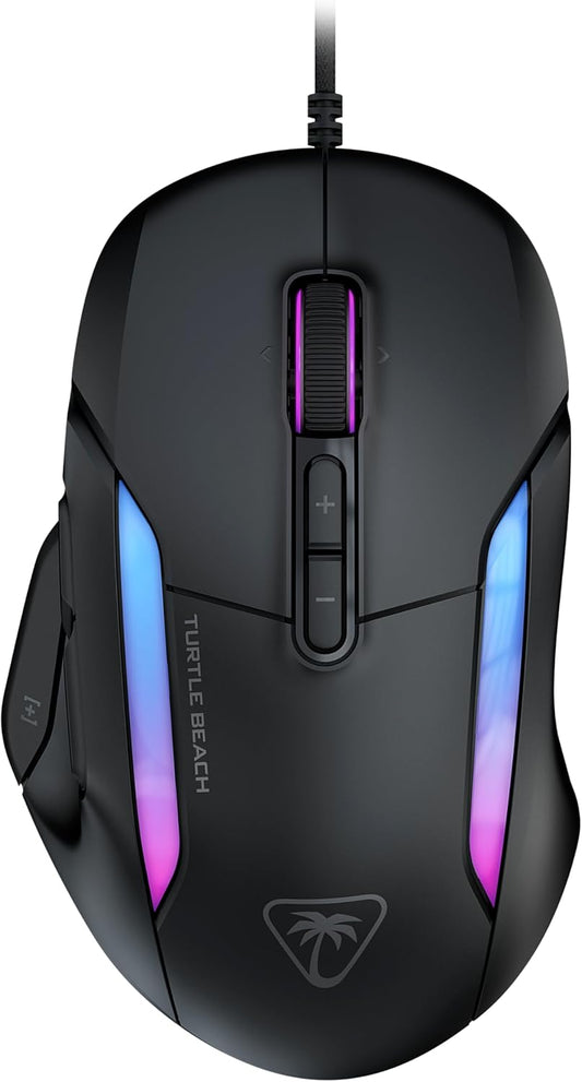Turtle Beach Kone II – Wired Ergonomic RGB Gaming Mouse, 26K DPI Optical Sensor, 100M Click Life Optical Switches, 23 Customizable Inputs, 4D Scroll Wheel, Pure PTFE Glides - Ash Black