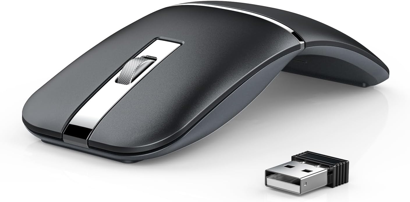 WFB Wireless Arc Mouse for Laptop,Bluetooth USB Rechargeable Computer Mice,Rotatable Rotating Ultra Slim,3 DPI for Desktop PC MacBook Pro Chromebook Lenovo Device Travel