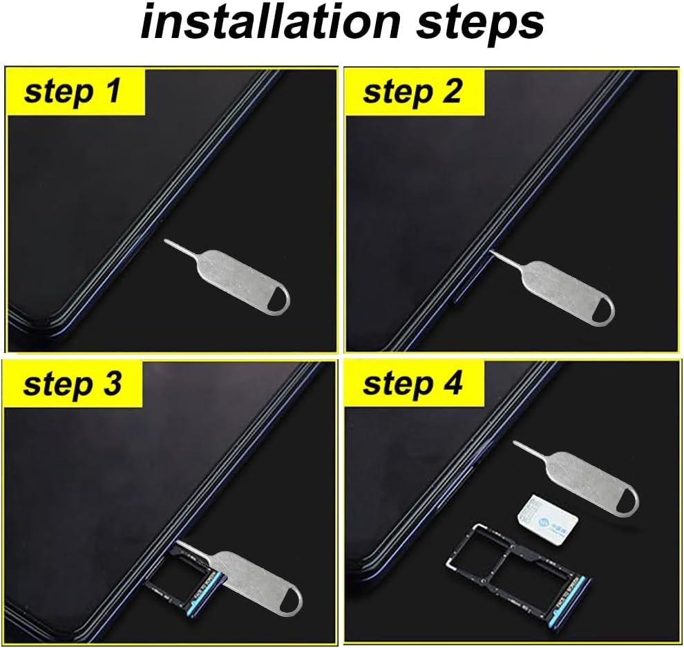 4 Pcs SIM Card Removal Openning Tool Tray Eject Pins Needle Opener Ejector Compatible with All iPhone Apple iPad HTC Samsung Galaxy Cell Phone Smartphone Watchchain Link Remover (Style B)