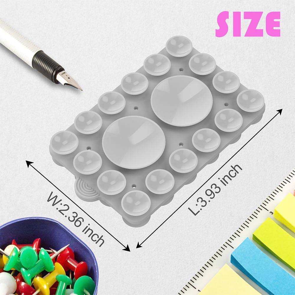 Silicone Suction Mount, Silicon Adhesive Phone Accessory for iPhone and Android, Hands-Free Mirror Shower Phone Holder, TikTok Videos and Selfies (Light Gray 2Pack, Double Sided)