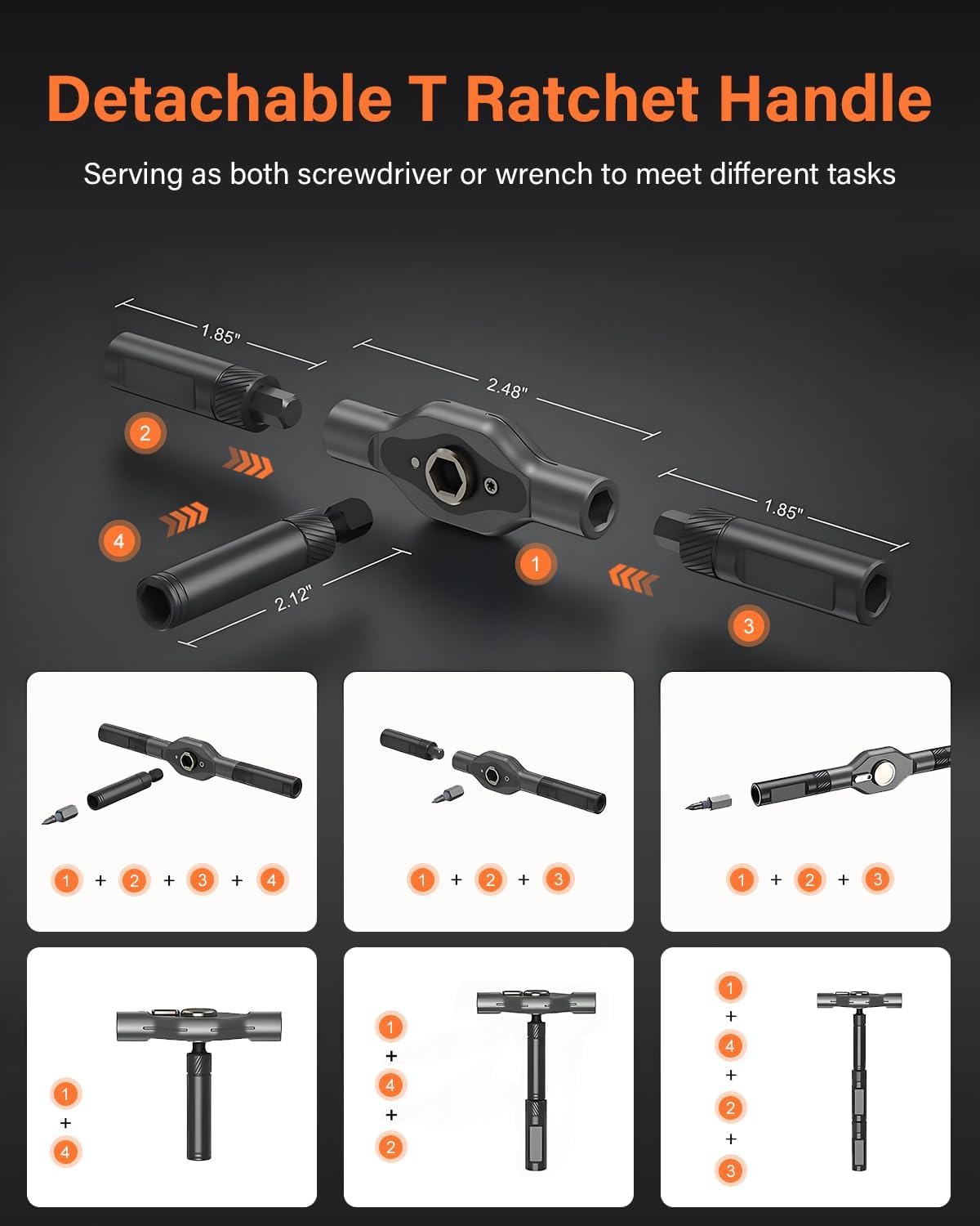 42 in 1 Magnetic Screwdriver, Screwdriver Set, Multi Bit Ratcheting Screwdriver Set with Storage Case Repair Tool Kit for Computer, Eyeglass, Bicycles, Watch, Ring Doorbell, Furniture and DIY (Orange)