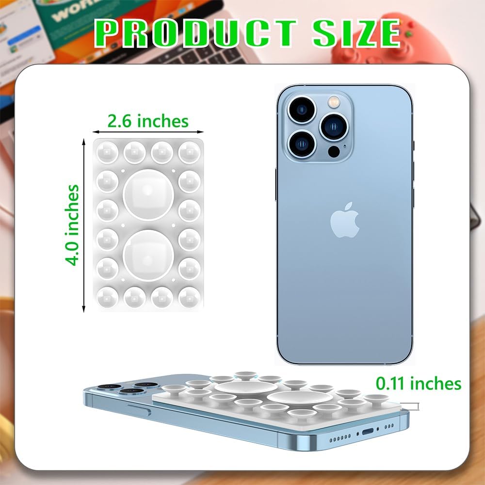 Silicone Suction Phone Holder Mount,Silicon Adhesive Phone Accessory for iPhone and Android, Hands-Free Mirror Shower Phone Holder,TikTok Videos and Selfies (White, Single Sided)
