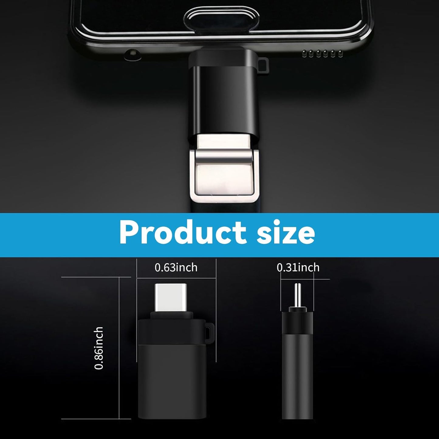 USB C to USB Adapter 4 Pack,USBC Male to USB A 3.0 Female OTG Adapter, Type C Thunderbolt 4 Converter OITYEUF for iPhone 15 Pro Max Plus,MacBook Pro Air2024,Samsung S24 S23 S22 S21 Galaxy,iPad (Black)