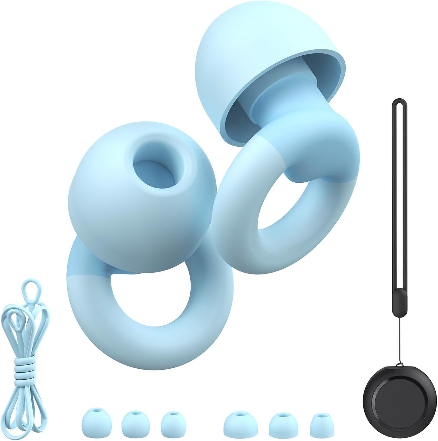 Soft Silicone Earplugs for Sleeping & Noise Reduction - 7 Pairs Ear Tips & One Connection Cord - Reusable Hearing Protection for Concert, Work & Sound Reduction 25dB-30db