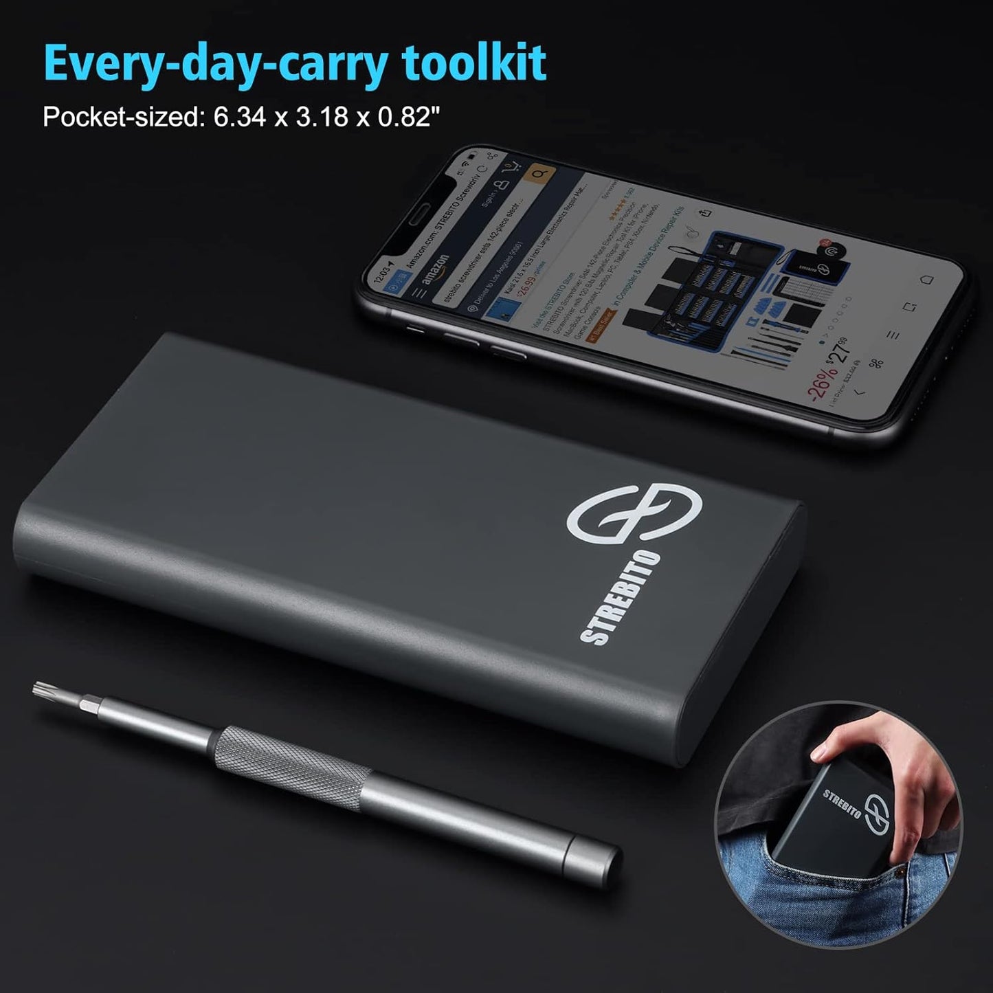 STREBITO Micro Screwdriver Set 50 in 1 Precision Screwdriver Set, S2 Steel Multi Bit Mini Repair Kit for Electronics, Computer, Phone, Laptop, Glass, Watch, Switch, Game Controller