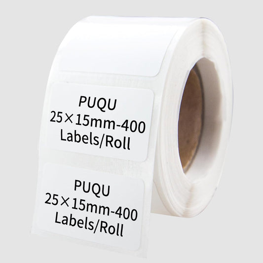 PUQU 20x10mm Direct Thermal Sticker Labels, Self-Adhesive All-Purpose Label Maker Tape, Compatible with AQ Series Label Printer, Refills Standard Laminated Office Labeling, 1 Roll of 600 Labels