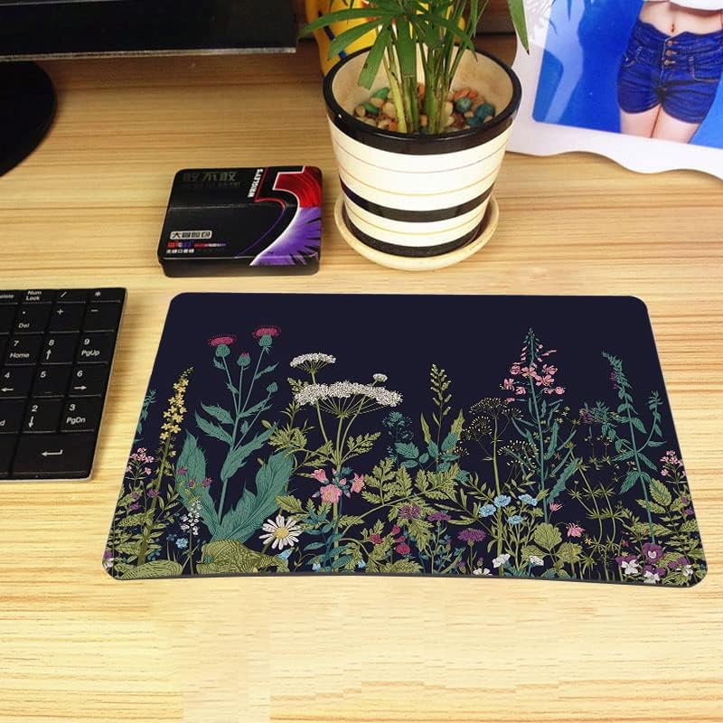 Mouse Pad, Gaming Mouse Pad, Non-Slip Rubber Base Mouse Mat with Designs for Laptop, Computer & Office, 9.5 x 7.9 x 0.12 inches (Flower)