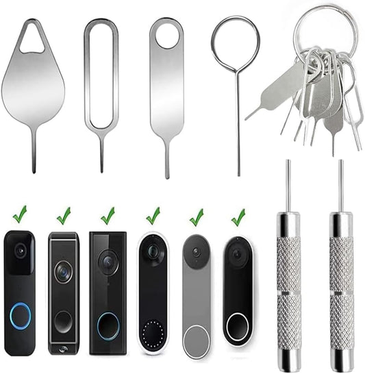 8 Pcs Security Pin Key Release Removal Tool Compatible with Arlo Video Doorbell, Eufy Video Doorbell and Nest Video Doorbell,with 2 Doorbell Removal Pins and A Key Ring(4 Styles)