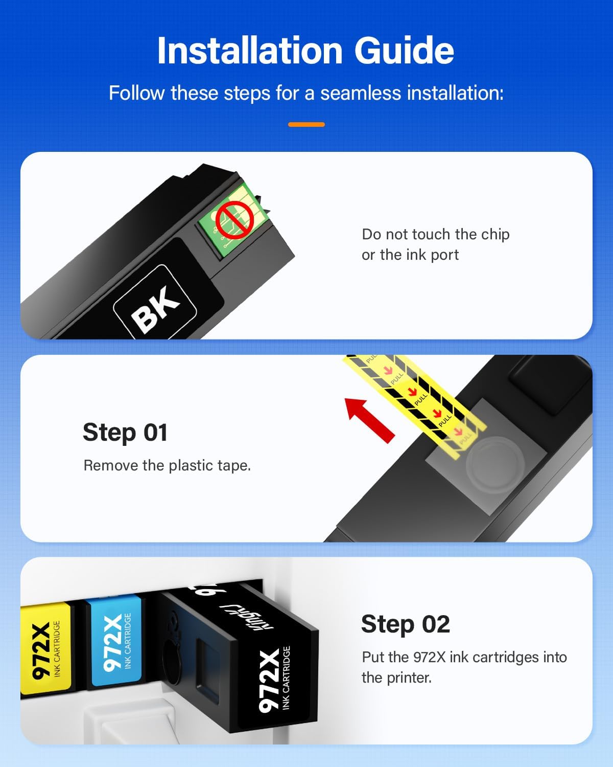 972X Ink Cartridges High Yield 4-Pack with chip Compatible Replacement for HP 972X 972A 972 use with HP Pagewide Pro 477dw 577dw 477dn 452dn 452dw 552dw 577z P55250dw Printer Black Cyan Magenta Yellow