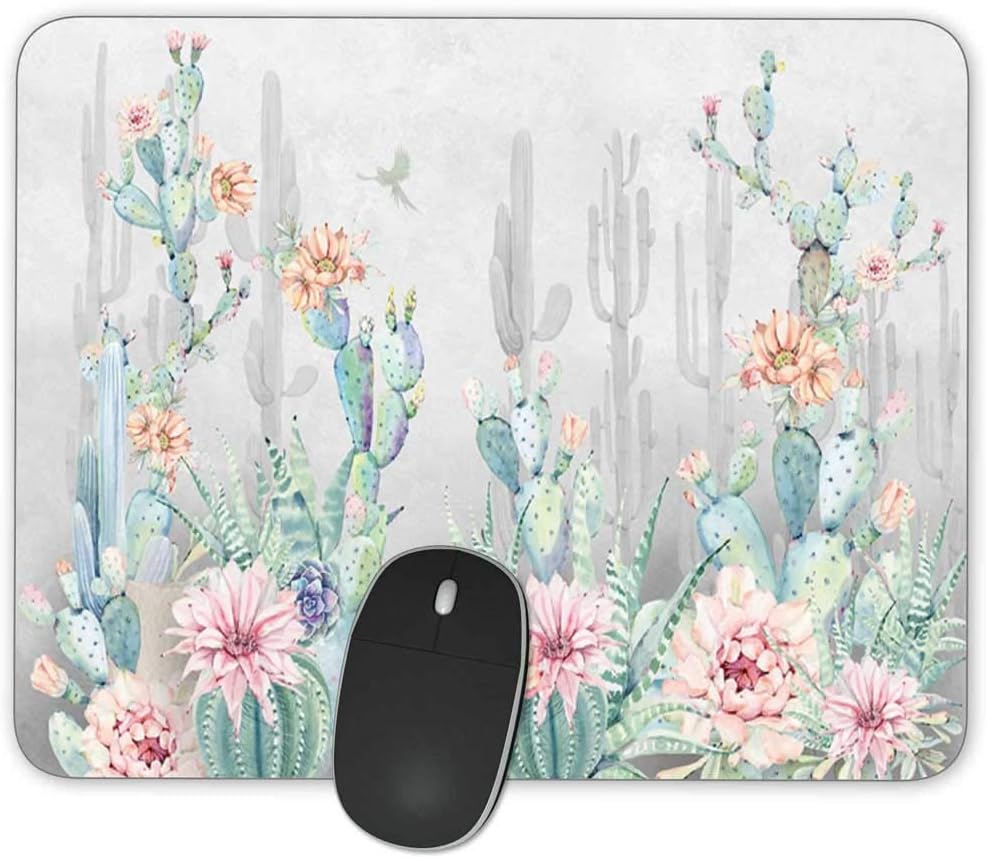 Gaming Mouse Pad， Beautiful Cactus Flower Rectangle Mouse Pad Size(9.84"x7.87")