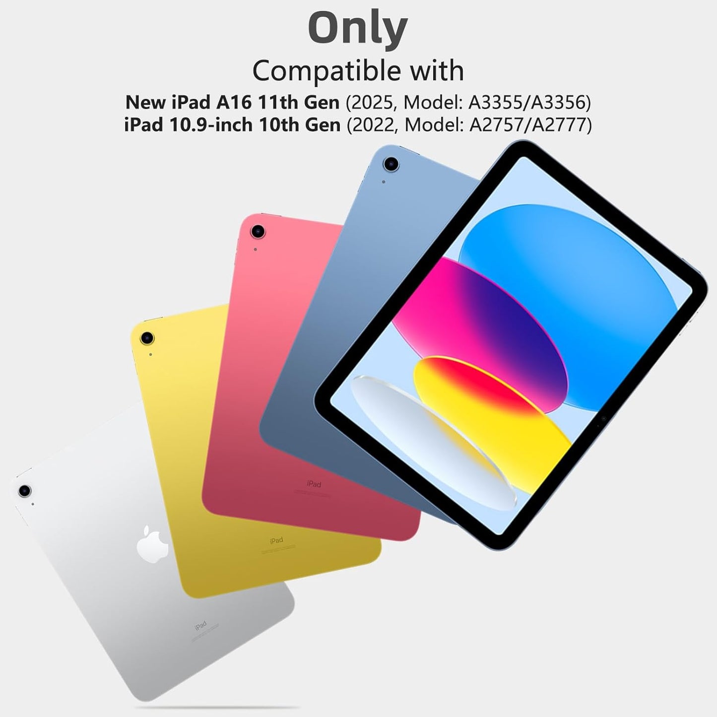 for iPad A16 11th Generation/10th Generation Case with Keyboard,Touch Keyboard for iPad 11" /10th Gen 10.9 inch 2022-10 Color Backlight, 360° Rotatable Protective Cover (Titanium Gold Grey)