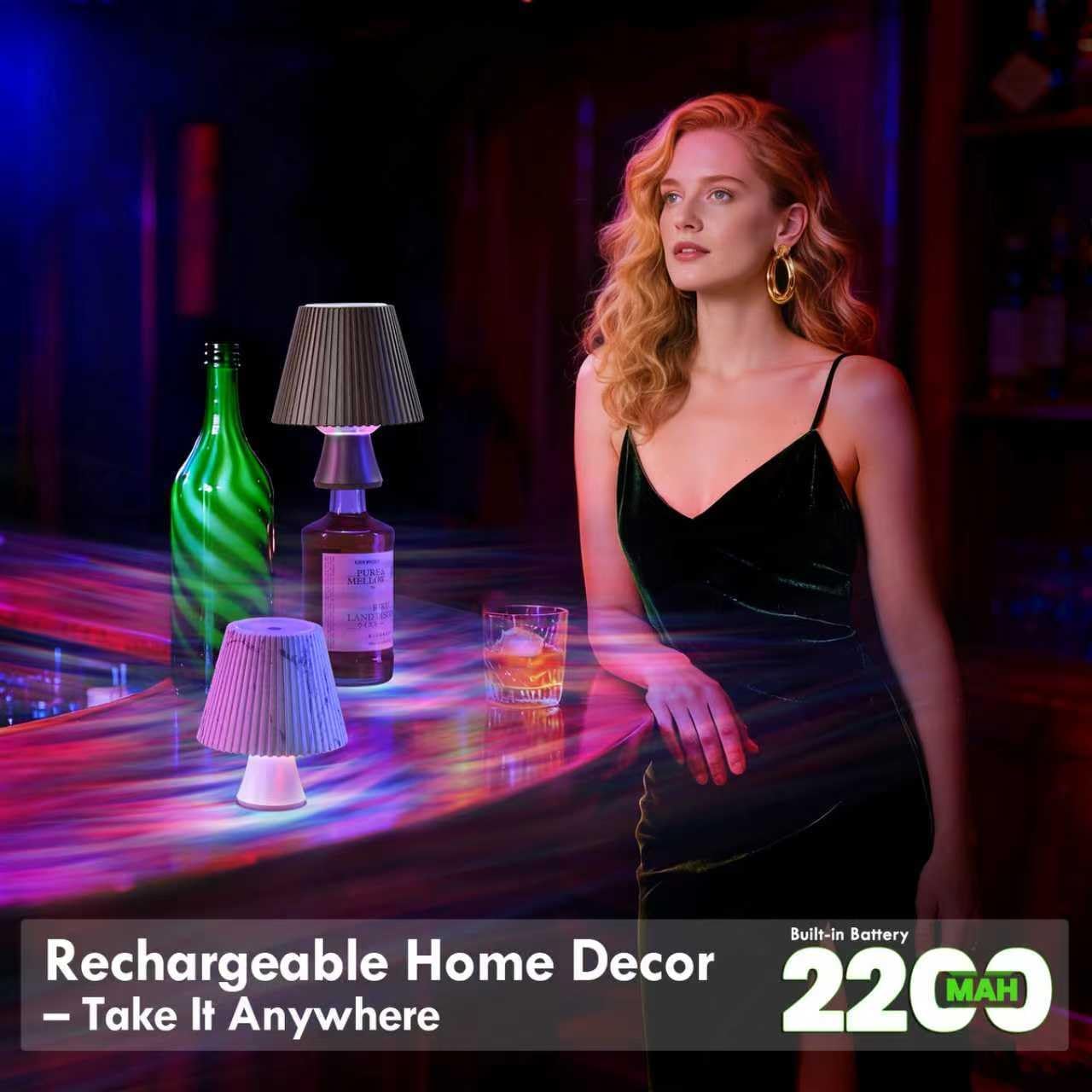 WILIT Wine Bottle Lights for Liquor Bottles, RGB Water Ripple Night Light Projector for Bedroom, Unique Home Decor Living Room, Birthday Gifts for Women, Wireless Bottle Lamp, Bar Accessories