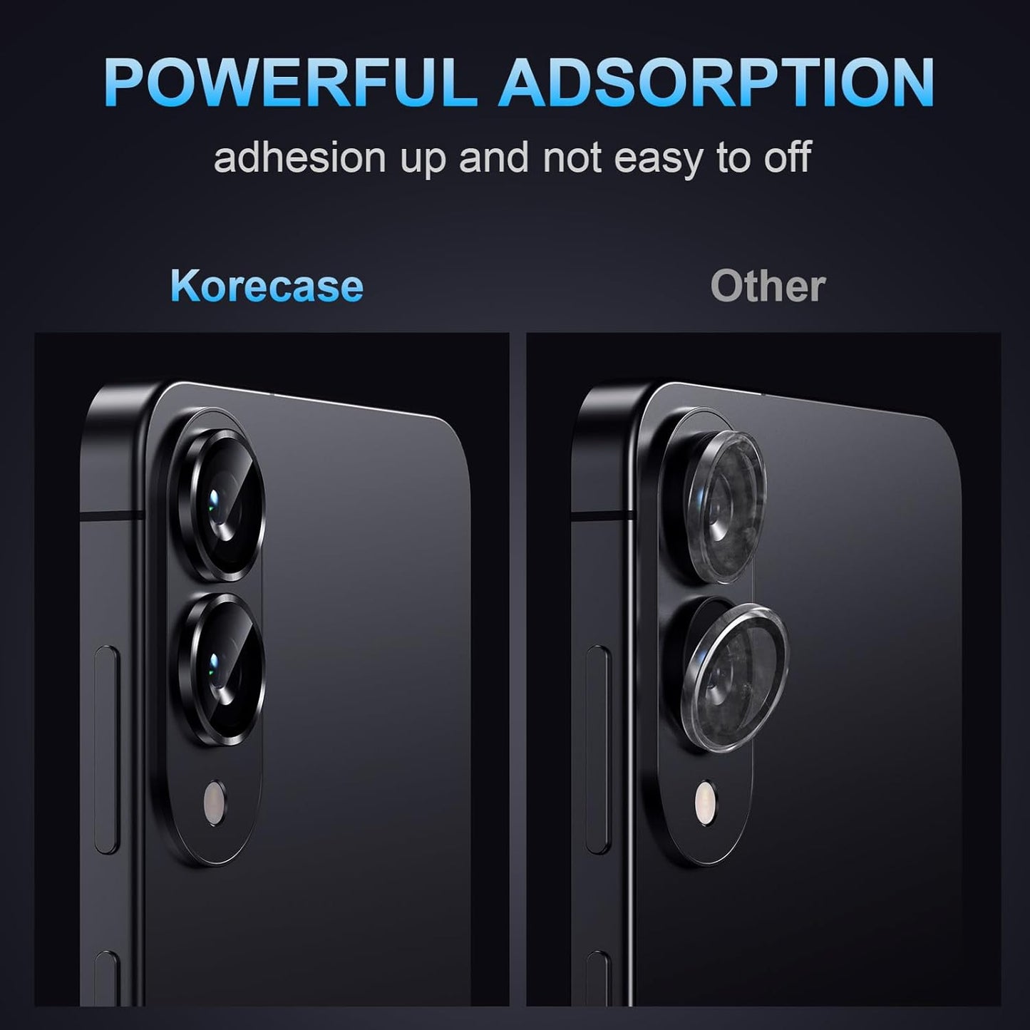 Korecase for Samsung Galaxy S25 Edge Camera Lens Protector, 9H Tempered Glass Anti Scratch Camera Screen Protector Shockproof Film Shcokproof Metal Ring Lens Protecor for Galaxy S25 Edge,Black