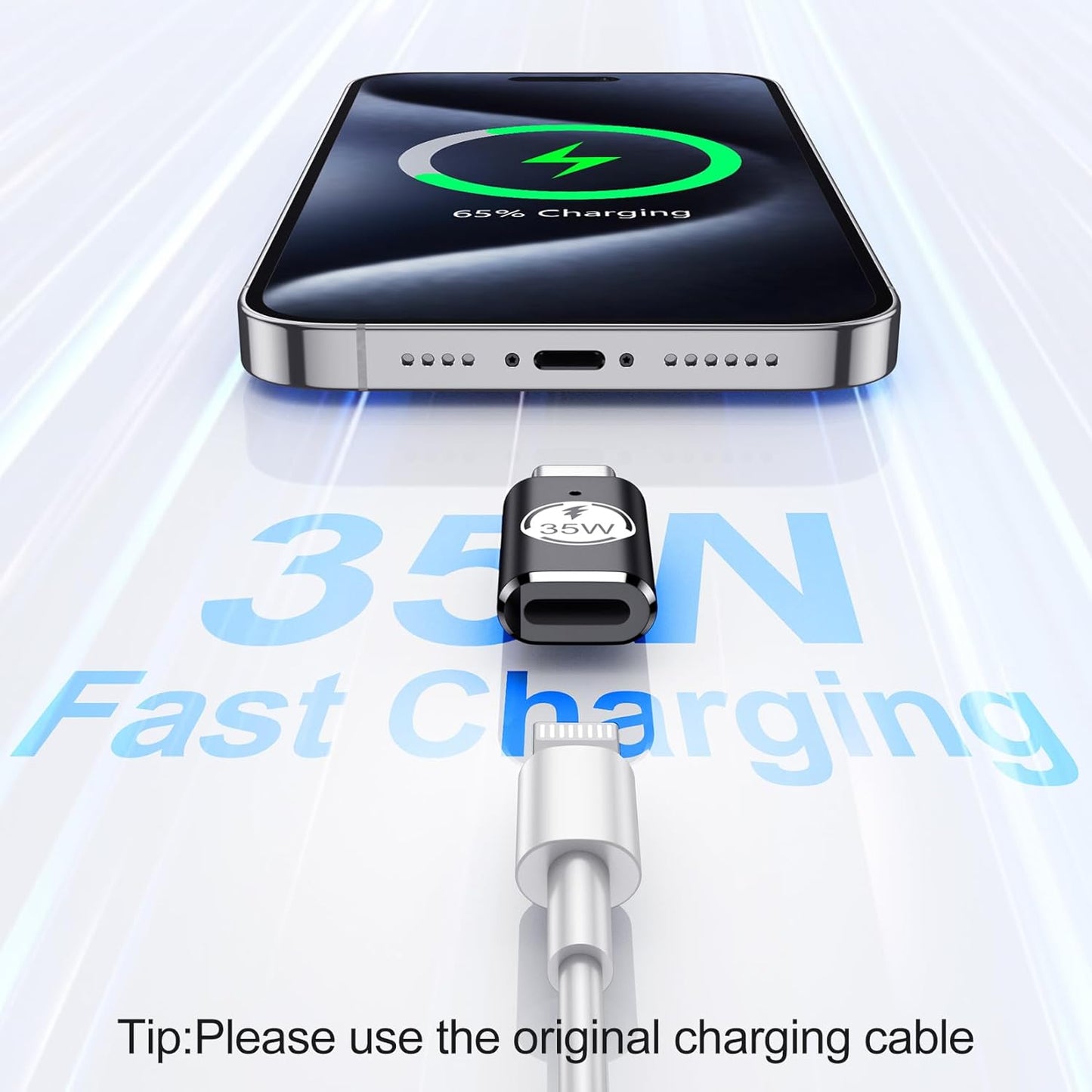 Temdan Lightning to USB C Adapter (2 Pack) for iPhone 15/16 Pro/16 Pro Max/16 Plus,Type C Charger Connector,Support Charging & Data Transfer,for iPhone 15/16 Charger Adapter Not for Audio/OTG-35W