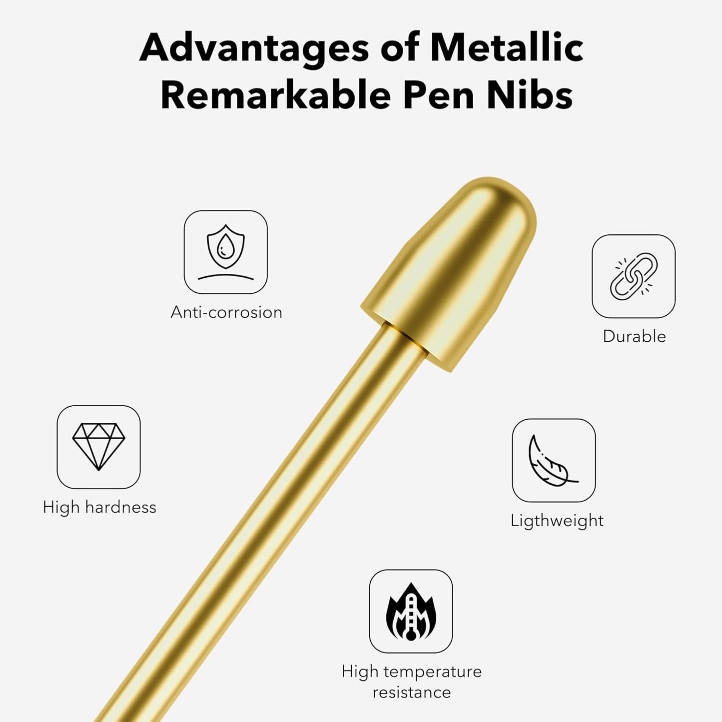 Marker Stylus Tips for Remarkable 2 Pen Tips with Nibs Removal Tool,Metal Replacement Nibs for Remarkable 1/2 Stylus/Marker Plus Pen (4+10+10 PCS-Gold/Sirvel/Black)