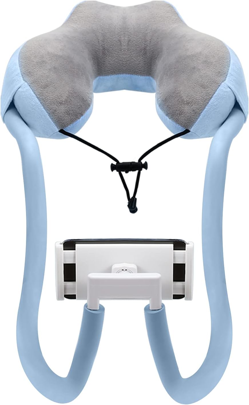 Moko Neck Phone Holder, Lazy Gooseneck Phone Pillow Holder Bracket,360°Rotation Universal Mobile Phone Tablet Stand for 4"-11" Devices, fits iPhone 12/12 Pro Max, Galaxy S21,iPad Air/Pro 11, Blue