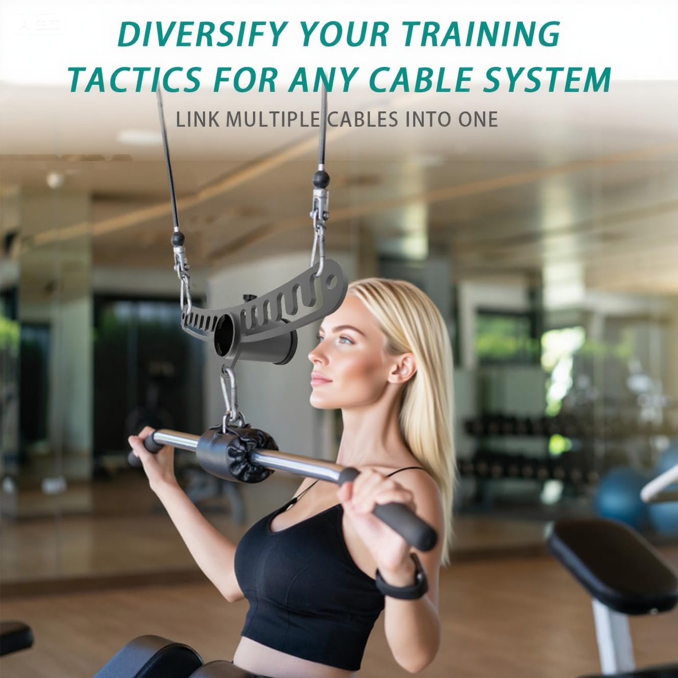 Double to Single Adaptor Plate for Cable Pulley Machines Durable Solid Stainless Steel with 3 Carabiners Suitable for Dual Cable Machines LAT Pulldown, Shoulder & Biceps Exercises