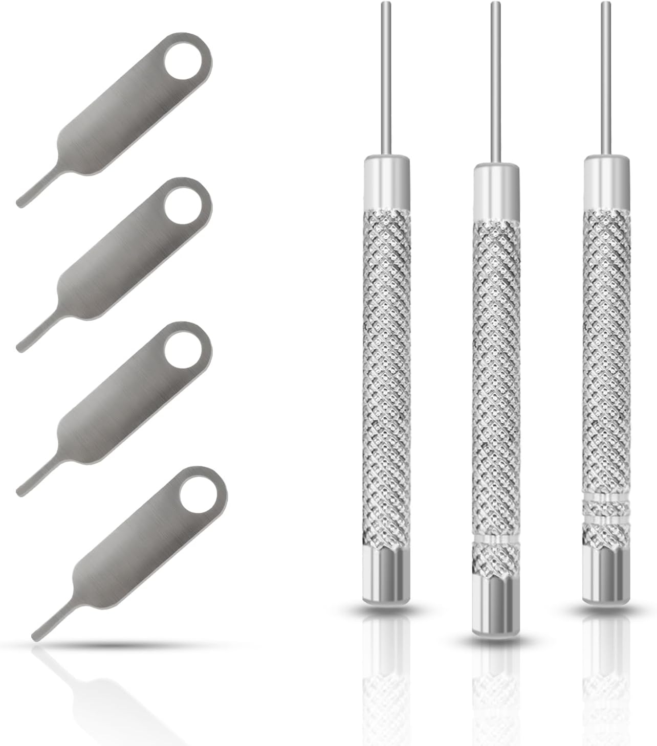 7 Pcs SIM Card Removal Tool - SIM Ejector Tool Tray Eject Pins Compatible with All Smartphone iPhone iPad Samsung HTC, Includig 3 Size Watchchain Link Remover