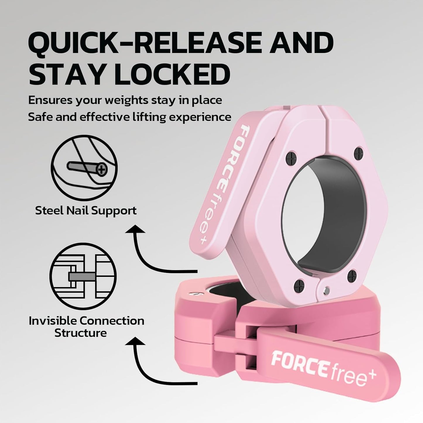 Barbell Clips (Pair), Barbell Clamps, Quick Release Olympic Barbell Clamps with Anti Slip TPR Grip, Barbell Collars for Secure Weightlifting & Powerlifting