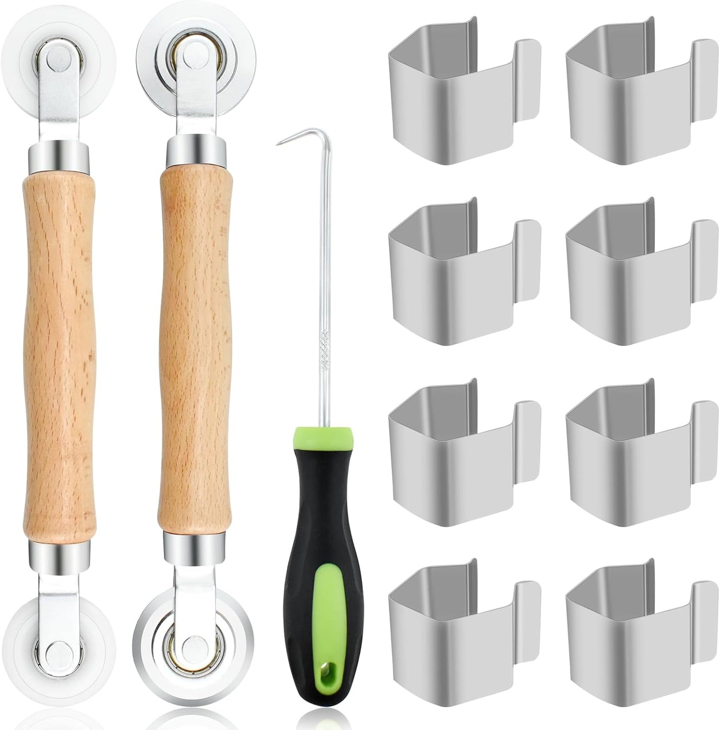 4 in 1 Screen Repair Kit, Screen Roller Tool Kit Inlcuded Metal/Nylon Screen Roller Tool, Spline Removal Hook and Screen Clips, Screen Repair Tool for Installing Door Window Mesh