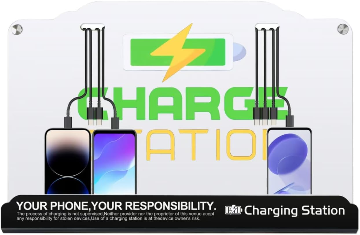 Wall Mount Charging Station with 8 Ports Phone Charger with Type-C,Android Port | Applicable for Applicable Airport Hospitals Banks Hotel and Public Places (White)