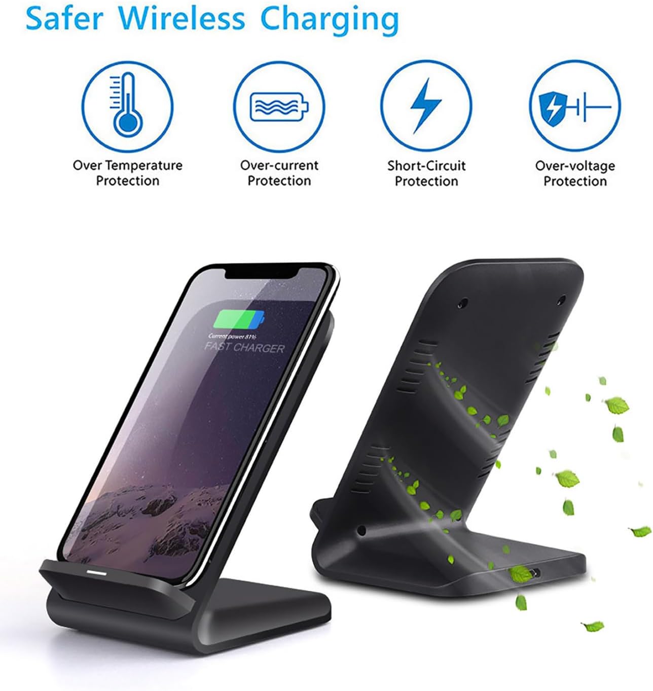 Wireless Charger(Stand), 20W Fast Wireless Charging Stand for Samsung Galaxy S24/S24+/S24 Ultra/S23/S22/S21/S20/S10/Note,for Google Pixel 8/7/6, for LG and More.