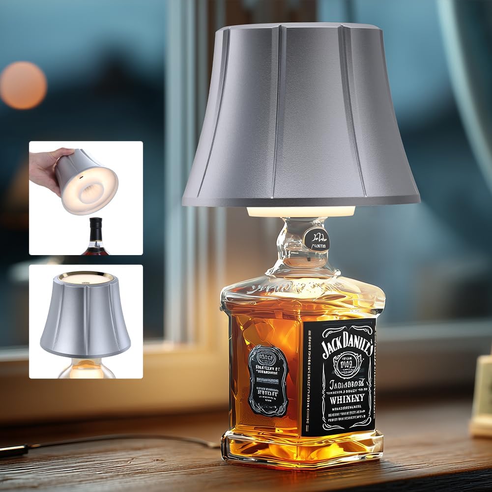 WILIT Wireless Bottle Lamp for Liquor Bottles, Dimmable Cordless Table Lamp Shades, Battery Operated Night Light for Bedroom, Home Bar Decor, Living Room, Dinning, Party, Women Gifts, Men Gifts