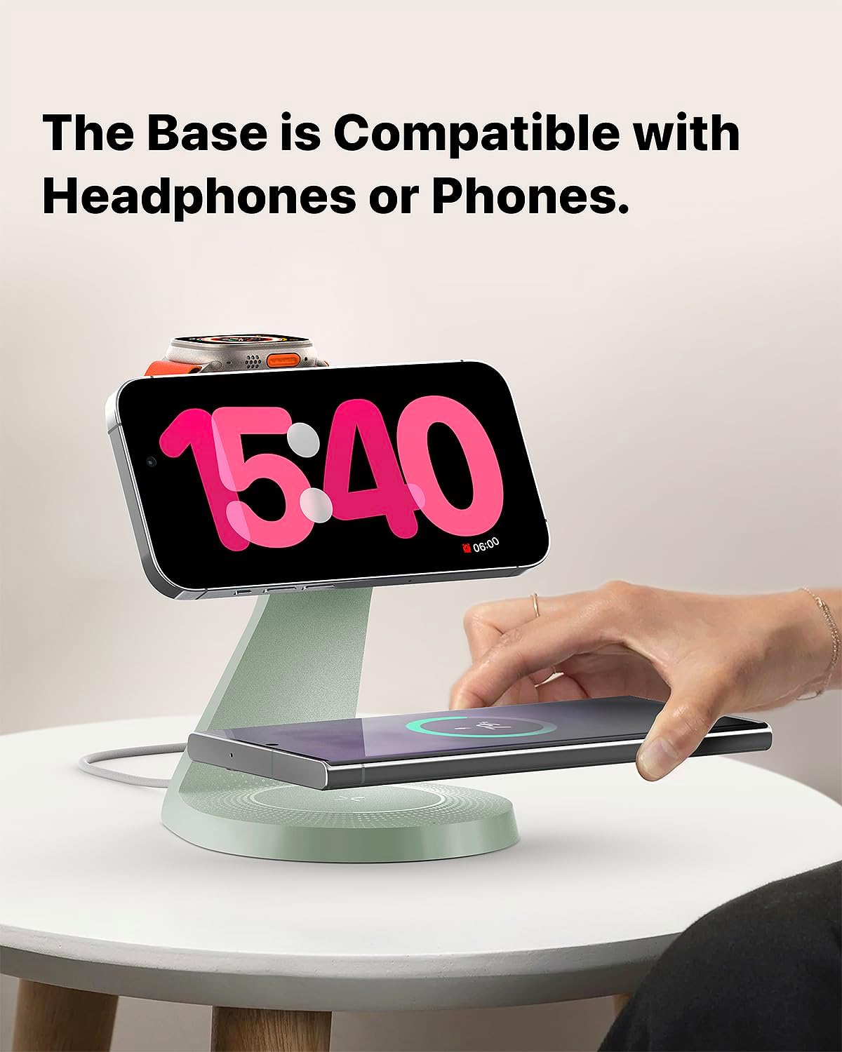 3 in 1 Charging Station for Apple Devices,Mag-Safe Charger Stand Fast Charging,Wireless Charger for iPhone 16/15/14/13/12 Series,& AirPods,& iWatch(USB-C Charger Included)