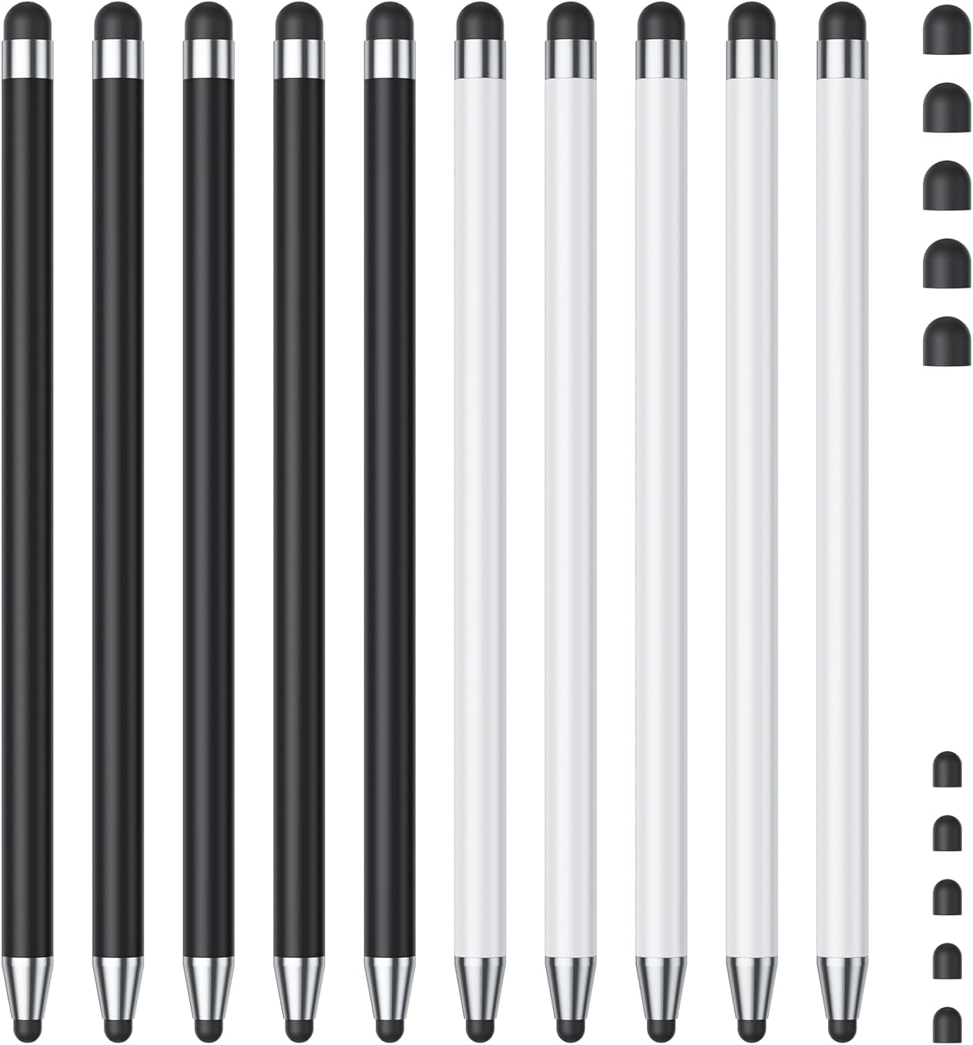 Stylus (10Pcs), Stylus Pen for Touchscreen, High Precision and Sensitivity Stylus Pen for iPad/iPhone/Samsung/Android Smartphone and Tablets, Compatible with All Capacitive Touch Screen (Black/White)