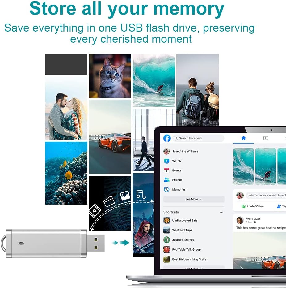 KEXIN 16 GB Flash Drive 10 Pack 16GB Thumb Drive Multipack Silver Jump Drives