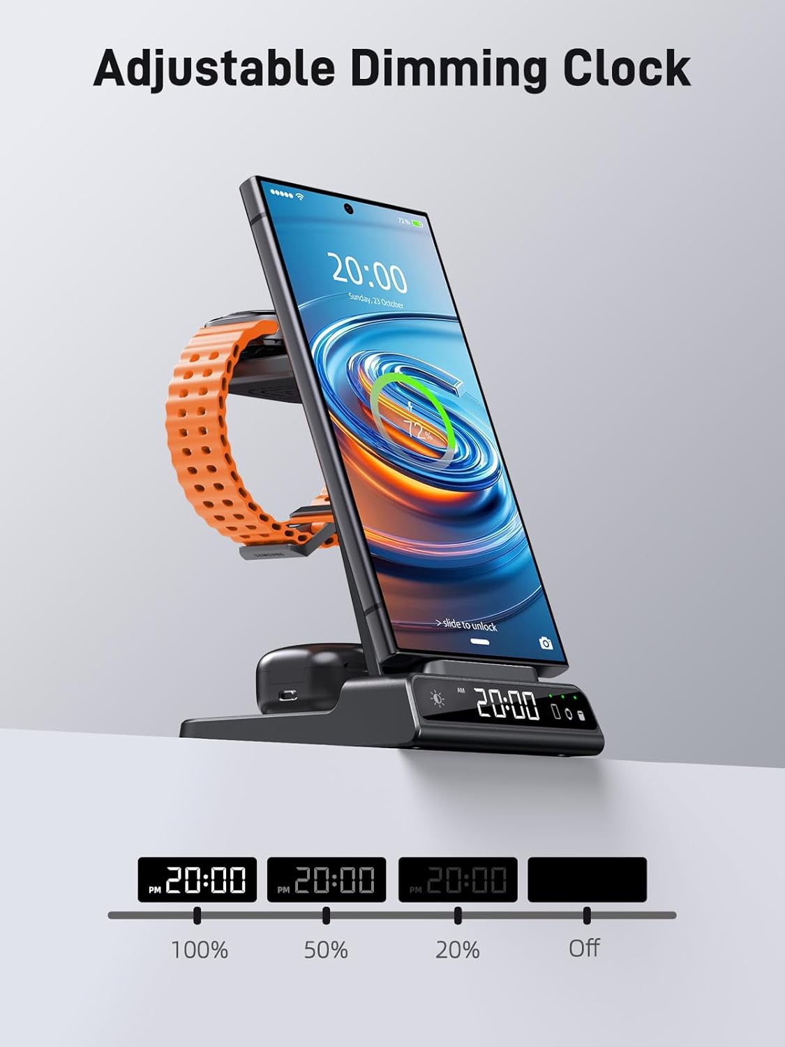 Wireless Charger for Samsung Charging Station, 3 in 1 Android Phone Charger for Samsung Galaxy S25 Ultra/S24 Ultra/S23/Z Fold7/Flip7, Galaxy Watch 8/8 Classic/Ultra/7/6/5, Galaxy Buds 3 Pro/3