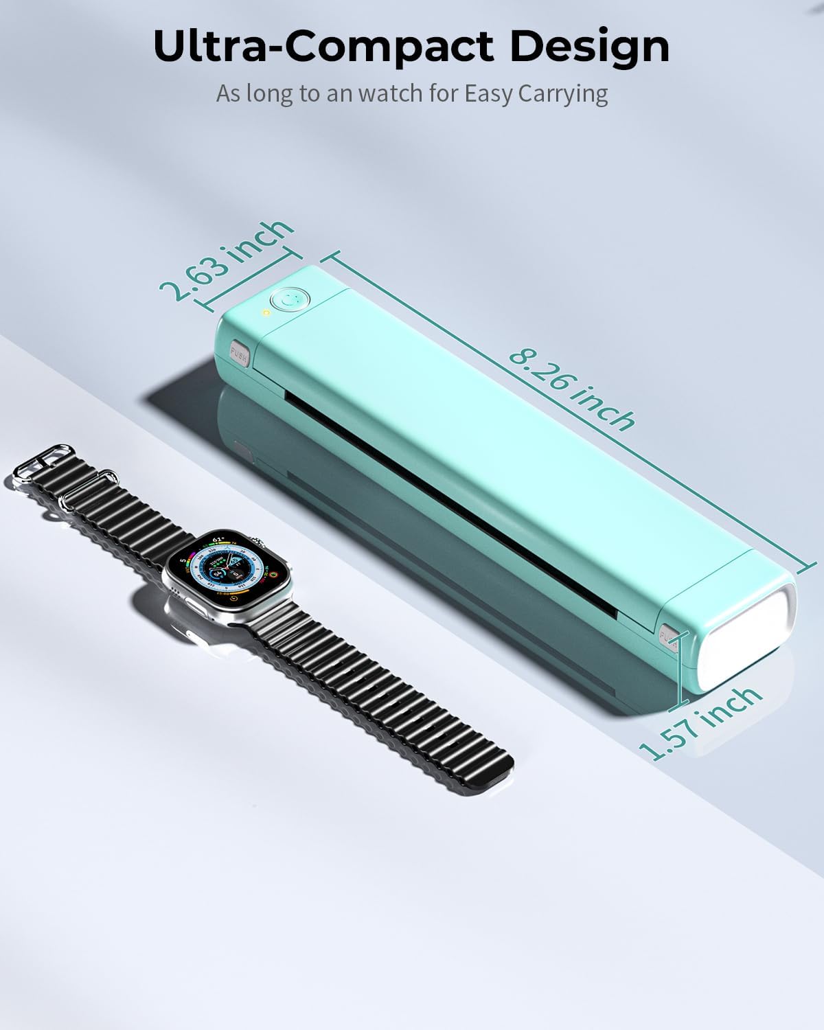 Phomemo M08F Portable Printers Wireless for Travel, Thermal Printer Support 8.5" X 11" US Letter Thermal Paper, Bluetooth Inkless Printer Compatible with iOS, Android, Laptop for Travel, Office, Home